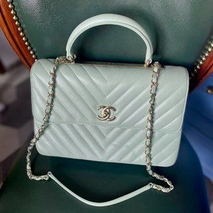 Chanel Trendy CC light blue Chevron Leather Bag